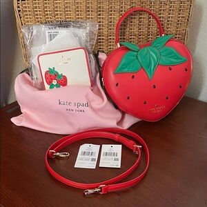 Kate Spade Red Strawberry crossbody top handle and Wallet $604 MSRP